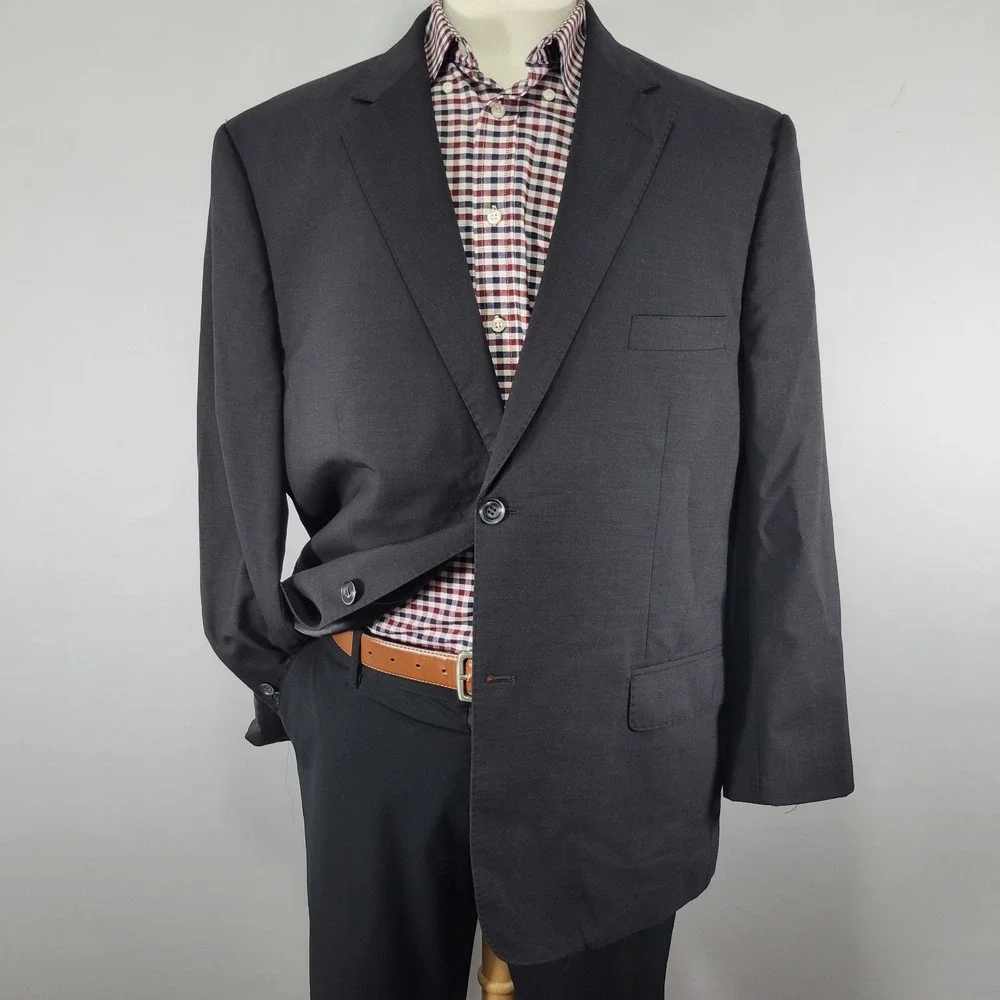 Sacoor Brothers Men's Sport Coat Blazer Two Button Charcoal Wool 130s‎ Size 50R